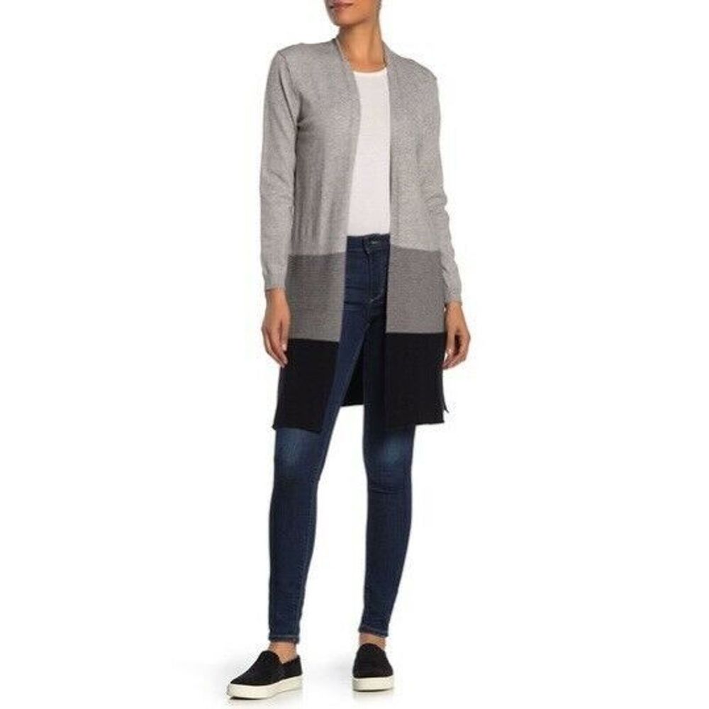 Joseph A Textured Colorblock Stripe Cardigan